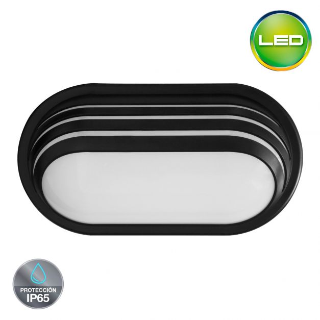 Aplique Ovalado 20W LED Color negro -Luz blanca