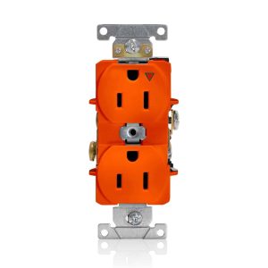 TOMA DOBLE EMPOTRABLE G/INDUSTRIAL TIERRA AISLADA 2X15A L/T 125V ANARANJADO SKU: 5262-IG