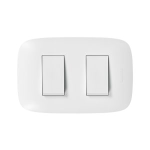 INTERRUPTOR DOBLE 1P BLANCO 250V 10A PLACA BLANCA DOMINO SENCIA AP1200 TICINO