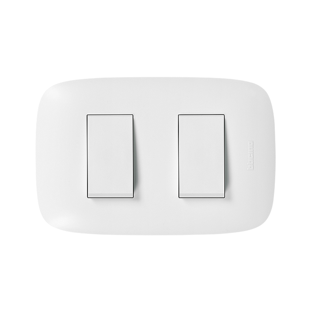 INTERRUPTOR DOBLE 1P BLANCO 250V 10A PLACA BLANCA DOMINO SENCIA AP1200 TICINO