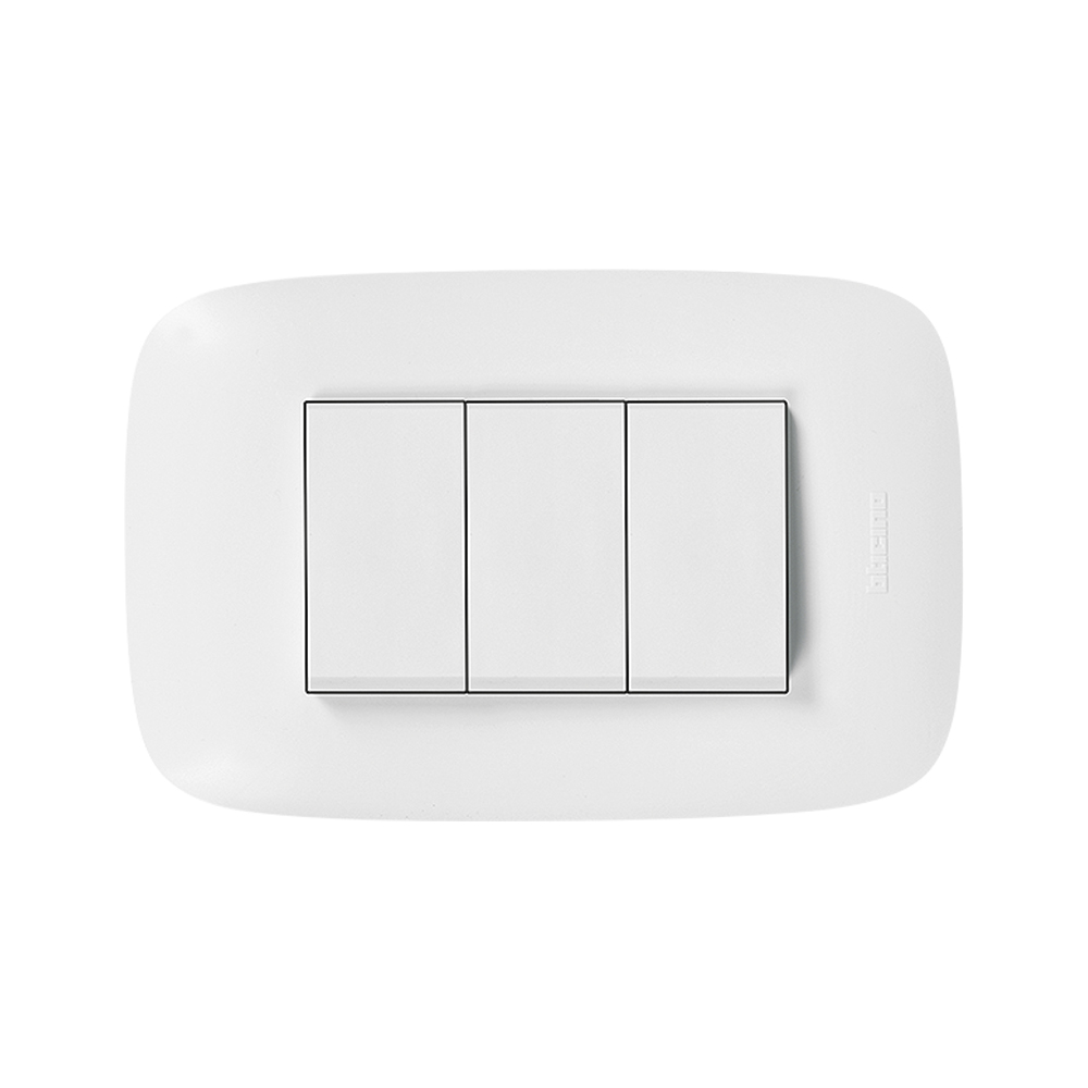 INTERRUPTOR TRIPLE 1P BLANCO 250V 10A PLACA BLANCA DOMINO SENCIA AP1300 TICINO