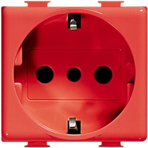 DADO TOMACORRIENTE SCHUKO 2 MOD ROJO 2P+T 10/16A 250V MATIX A54403R TICINO