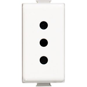 DADO TOMACORRIENTE 3 EN LINEA 1 MOD BLANCO 2P+T 10A 250V MATIX AM5113 TICINO