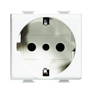 DADO TOMACORRIENTE SCHUKO 2 MOD BLANCO 2P+T 16A 250V MATIX AM54403 TICINO